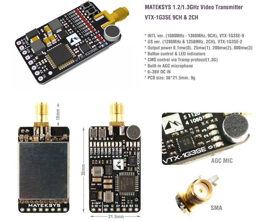 MATEK VTX-1G3SE-9 1.2GHz 2